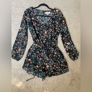 Abercrombie and Fitch black floral romper